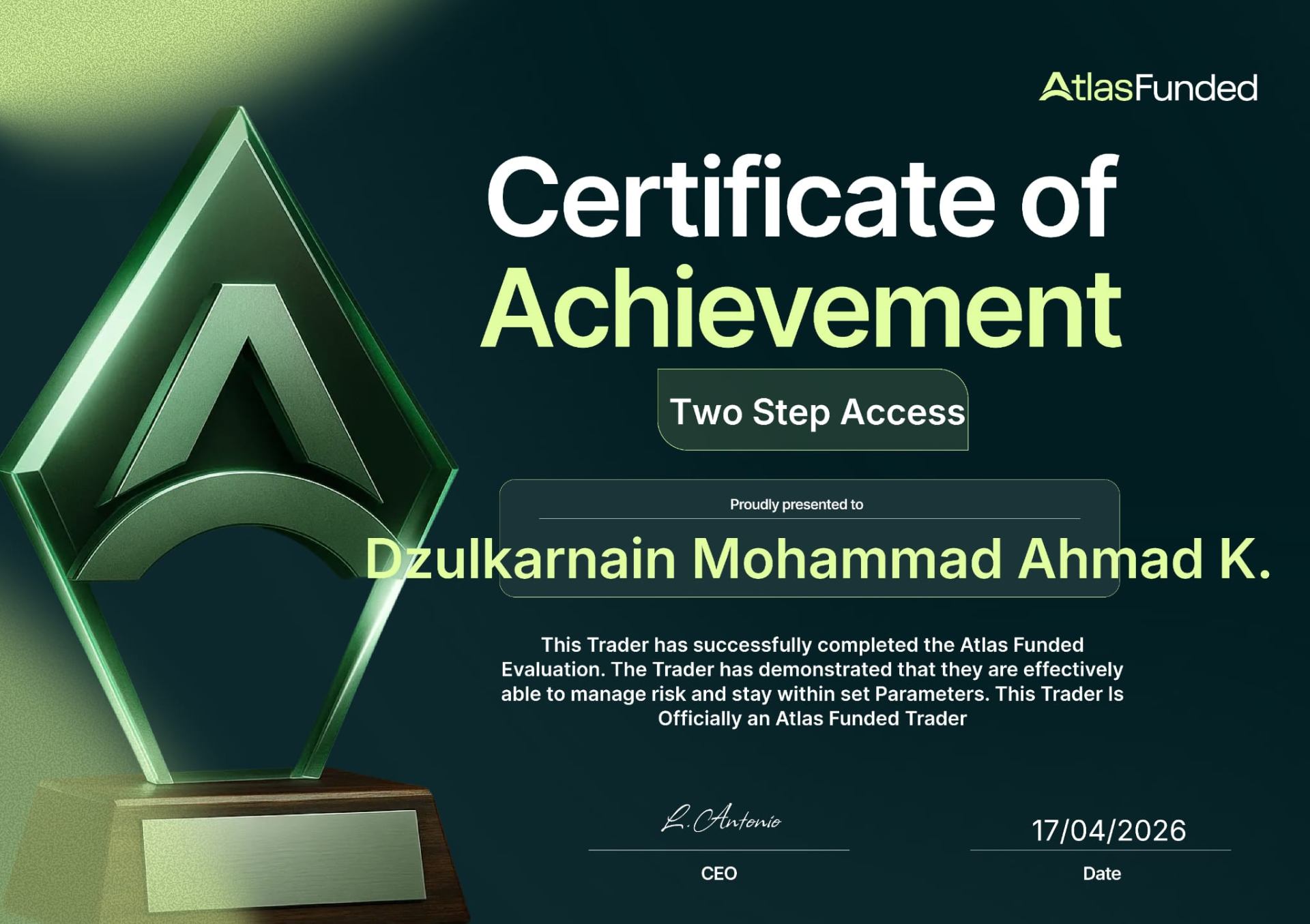 Dzulkarnain Mohammad Ahmad K. verified certificate